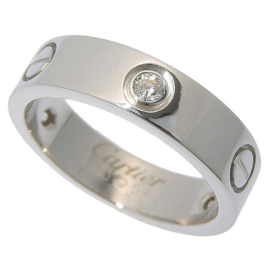 Cartier Love Half Diamond Ring 18K White Gold 750 White Gold Diamond #59