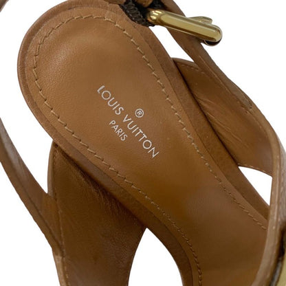 Louis Vuitton Lock It Line Sandals Shoes Leather Brown Gold Lvhardware Strap