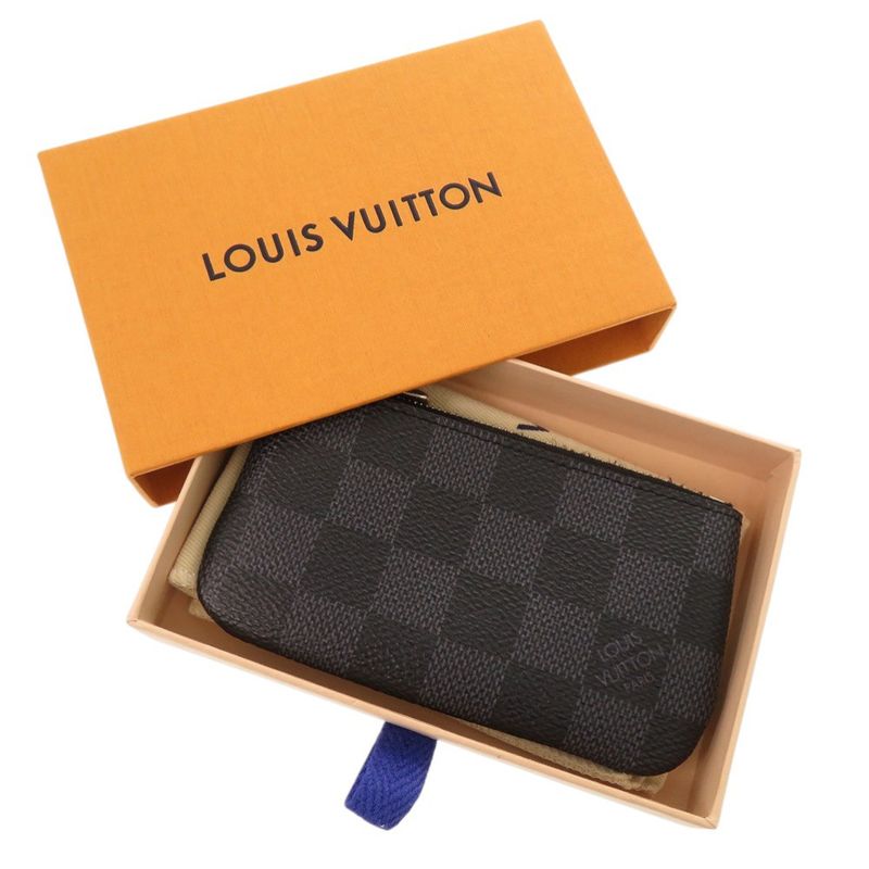 Louis Vuitton Pochette Cles Damier Graphite N60155 Black Coin Case LV 1091