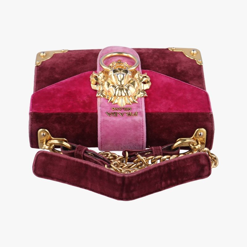 Prada Cahier Lion Head Red And Pink Velour 1bd089110
