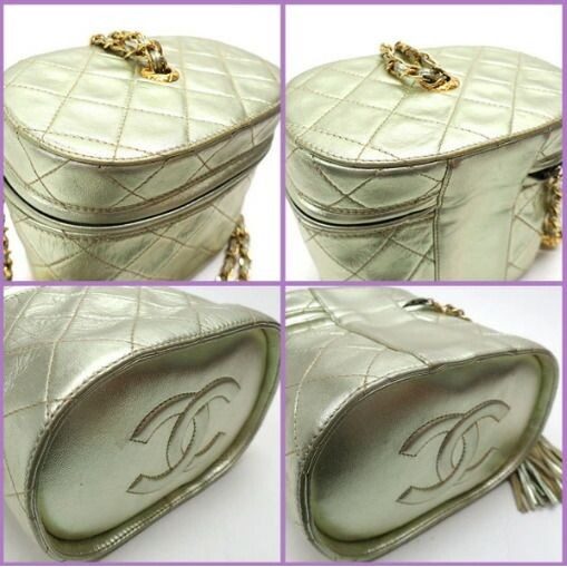 Chanel Chain Vanity Handbag Lambskin Metallic Gold 7 Digits — view 8