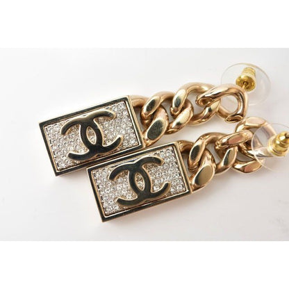 Chanel Swing Earrings CC Mark Coco Rhinestone Chien Pan — view 5