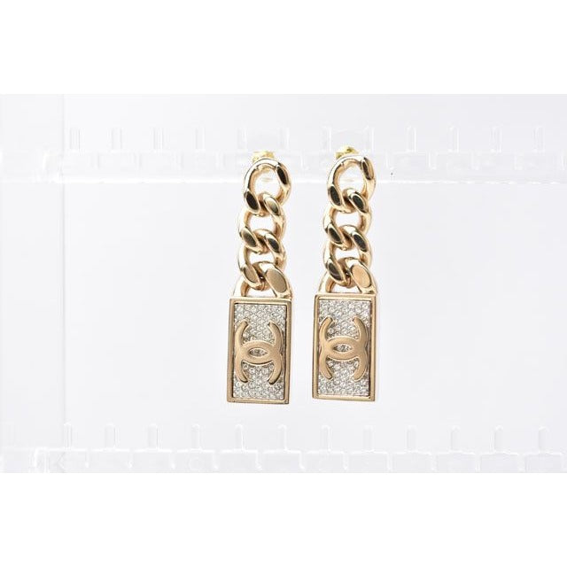 Chanel Swing Earrings CC Mark Coco Rhinestone Chien Pan — view 6