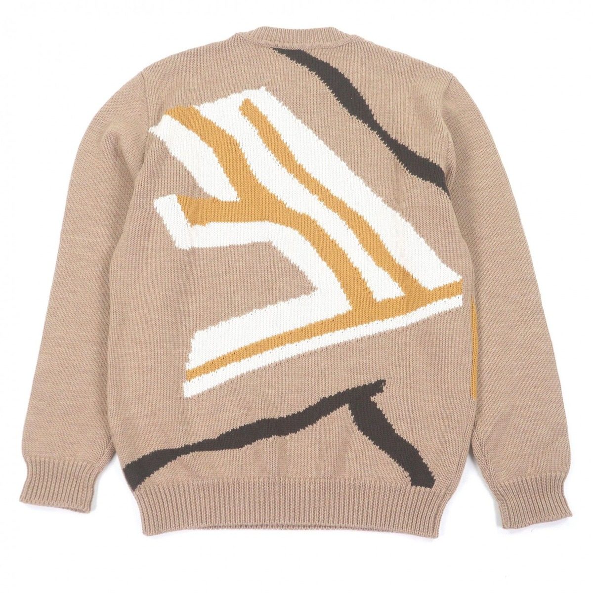 Fendi Wool Long Sleeve Knit Long Sweater Beige 48 — view 3