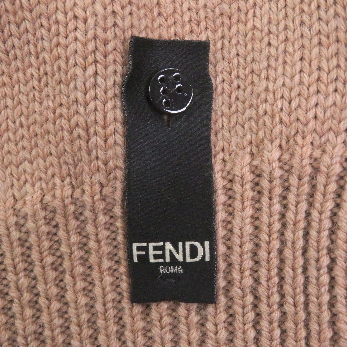 Fendi Wool Long Sleeve Knit Long Sweater Beige 48 — view 5