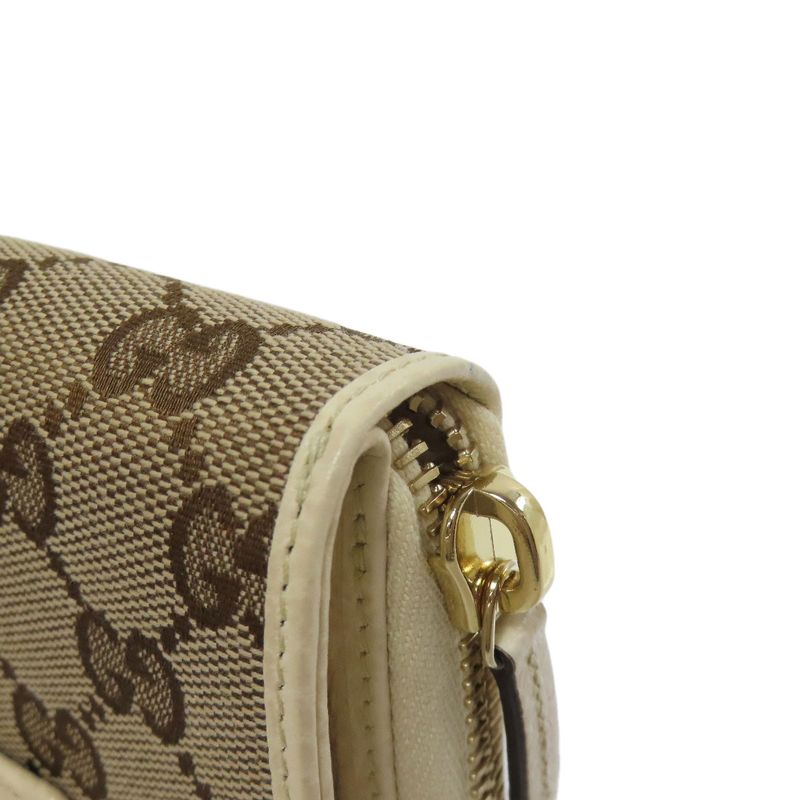 Gucci 346056 Outlet GG Bifold Wallet With Coin Purse Canvas Calf Women