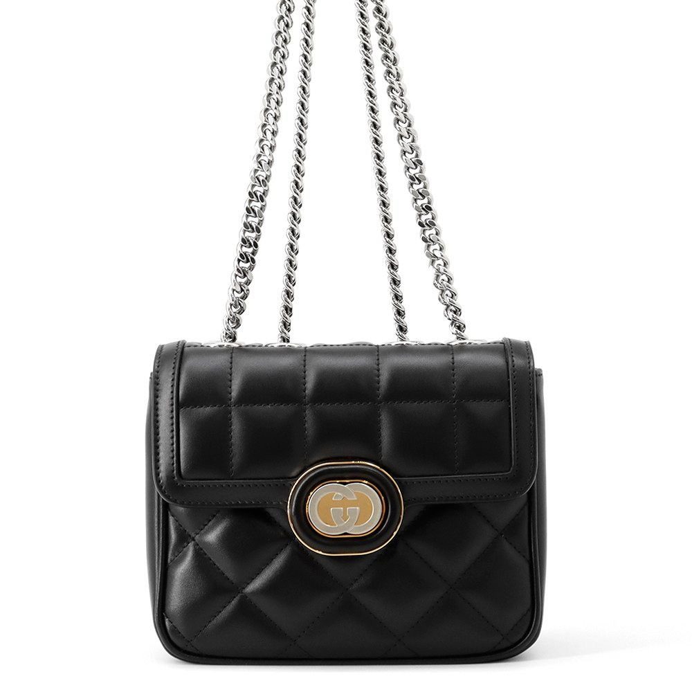 Gucci Shoulder Bag Deco Mini Chain Bag Leather Black