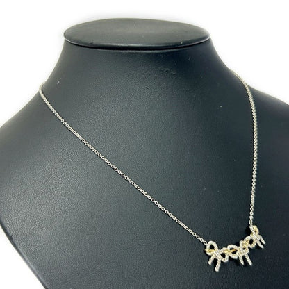 Tiffany & Co Silver Gold Triple Ribbon Necklace 5.2g 925 750 Engraved 351840