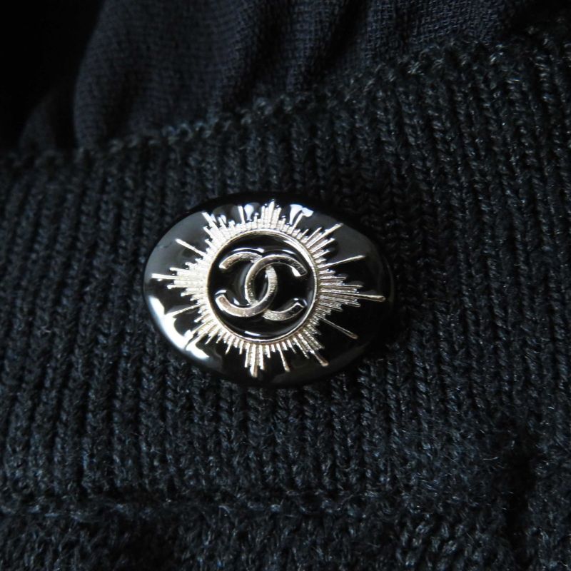 CHANEL P40728 Linen Silk Bare All-in-one Short Length Navy Black 34 Made In