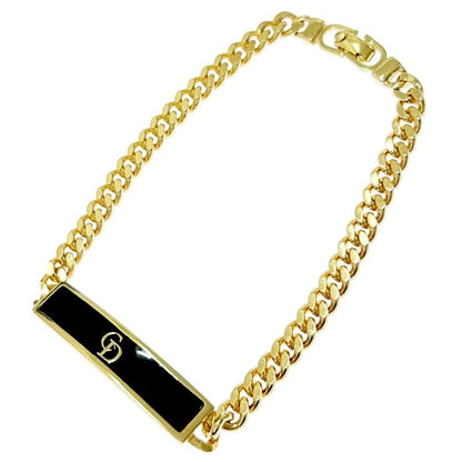 Christian Dior GP CD Logo Plate Bracelet Gold Black 346825 Bracelet
