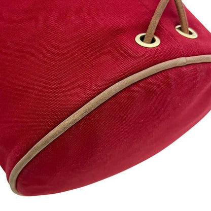 Hermes Drawstring Backpack Porochon Mimir PM Red Cotton Preowned