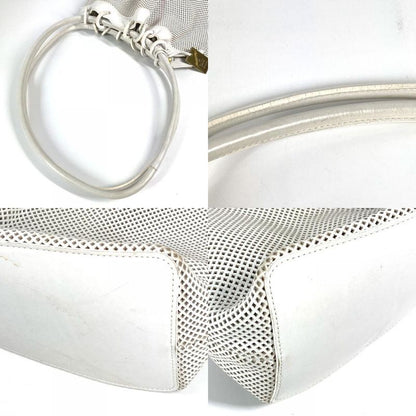 Gucci Shoulder Bag Perforated Mesh Logo 90644 Leather White