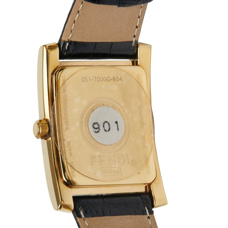 Fendi Classico 7000g Gold Black Stainless Steel Leather Ladies Fendi