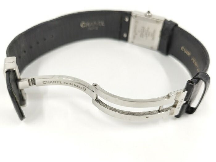 Chanel Ladies Watch Matelasse SS Leather Belt Black Quartz Black Dial H0116