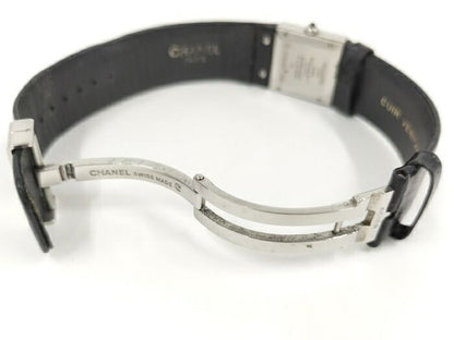 Chanel Ladies Watch Matelasse SS Leather Belt Black Quartz Black Dial H0116