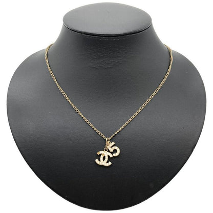 Chanel No5 Coco Mark Necklace Metal Gold Faux Pearl Ladies