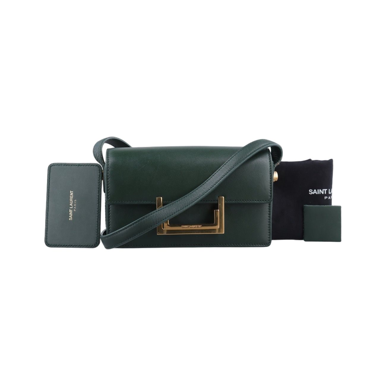 Saint Laurent Yves Classic Lou Green Leather Messenger Bag