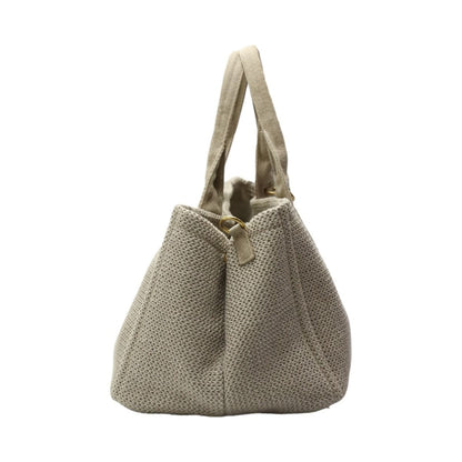 Prada Canvas 2-Way Bag Canapa Tote Beige