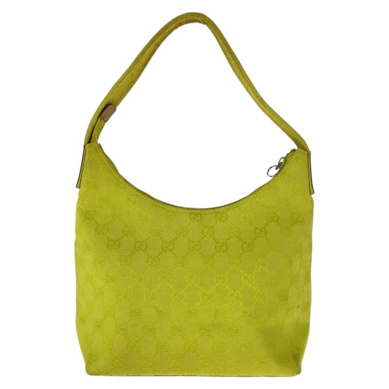 Gucci Yellow Beige Silver Hardware GG Canvas/leather 001 3386 Shoulder Bag