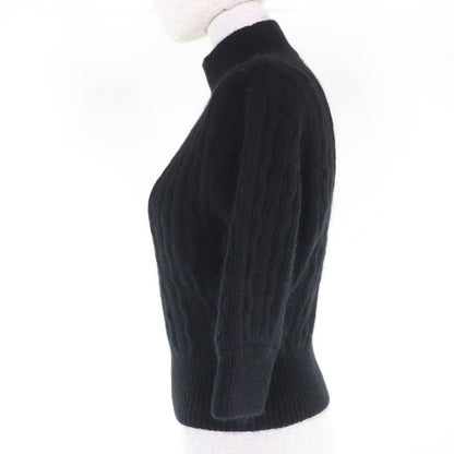 Louis Vuitton Cashmere Mohair High Neck 3/4 Sleeves Cable Knit Black Sweater — view 2