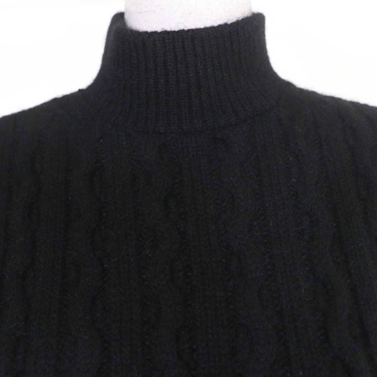 Louis Vuitton Cashmere Mohair High Neck 3/4 Sleeves Cable Knit Black Sweater — view 4