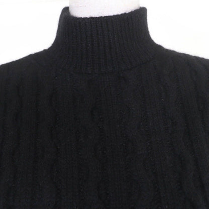 Louis Vuitton Cashmere Mohair High Neck 3/4 Sleeves Cable Knit Black Sweater — view 4