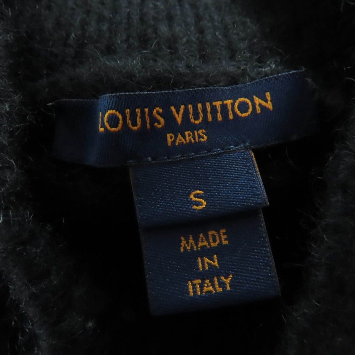 Louis Vuitton Cashmere Mohair High Neck 3/4 Sleeves Cable Knit Black Sweater — view 6