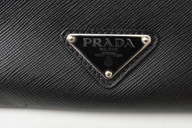 Prada Clutch Bag Travel Pouch Men's Prada Saffiano Patch Patchwork Black Azzurro