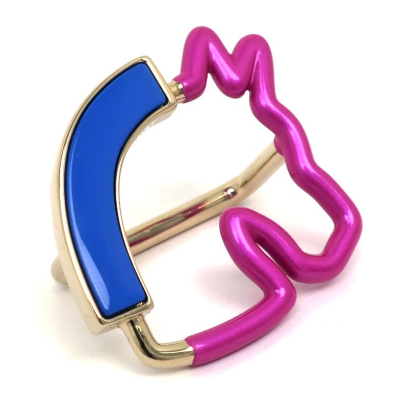 Hermes Scarf Ring Cheval Neon Cheval Pink Blue Gold Hardware Accessories
