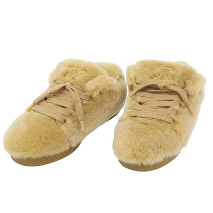 Celine Huntington Low Top Sneakers Shearling Beige 36