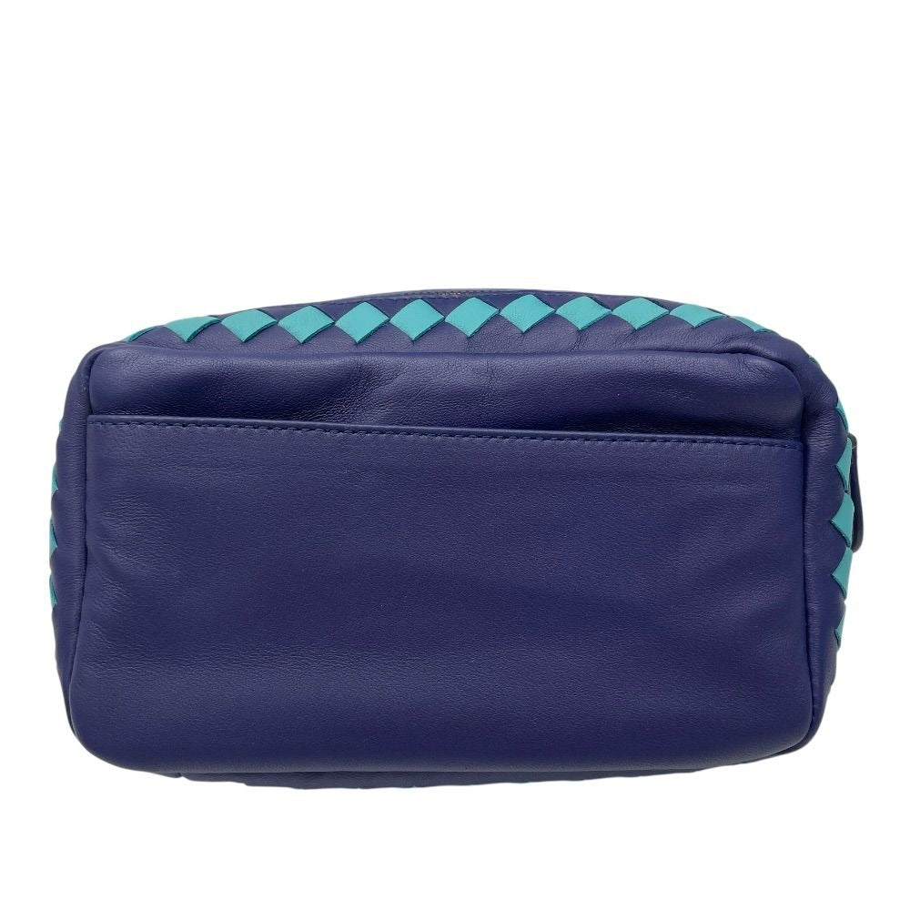 Bottega Veneta Intrecciato Leather Pouch Multi Case Cosmetic Navy Blue