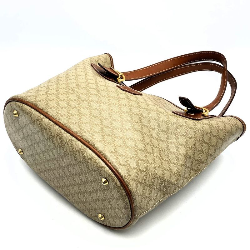 Celine Macadam M95 Tote Shoulder Bag Pvc/leather Beige Women