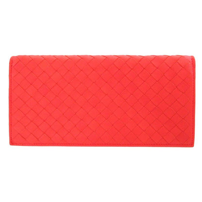 Bottega Veneta Intrecciato 143305 Leather Red Bifold Long Wallet 0337 Bottega
