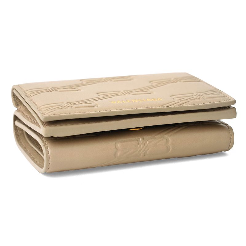 Balenciaga Tri-fold Wallet In Signature Taupe