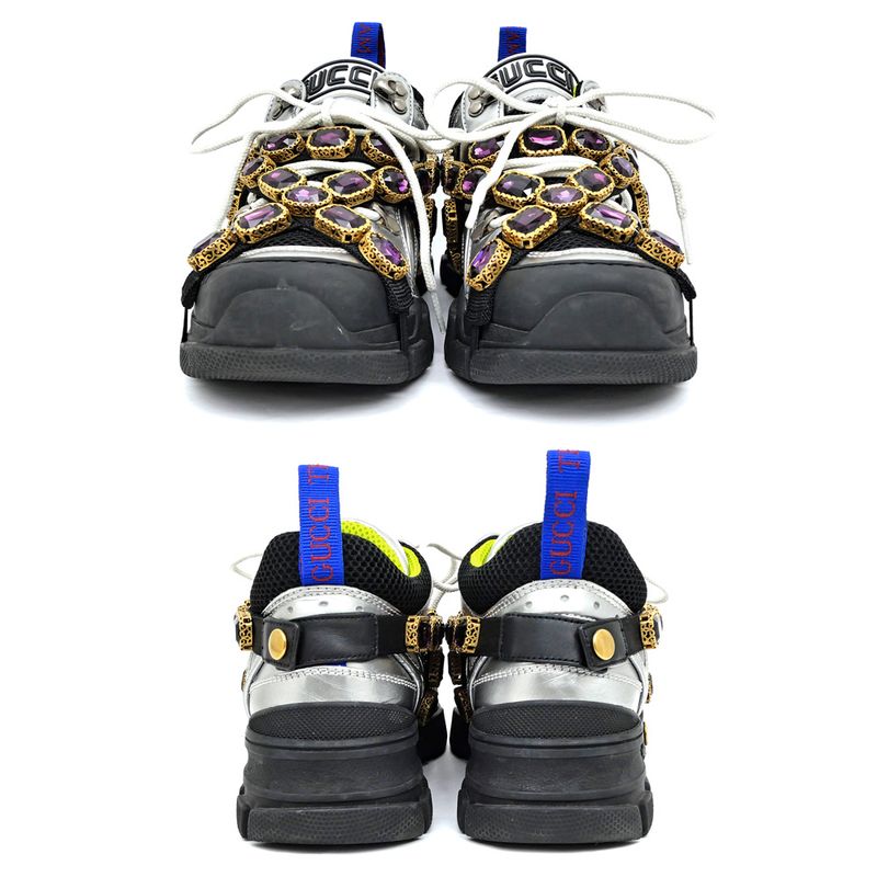 Gucci Flash Trek Bijou Sneakers - Removable No Size Notation Silver -