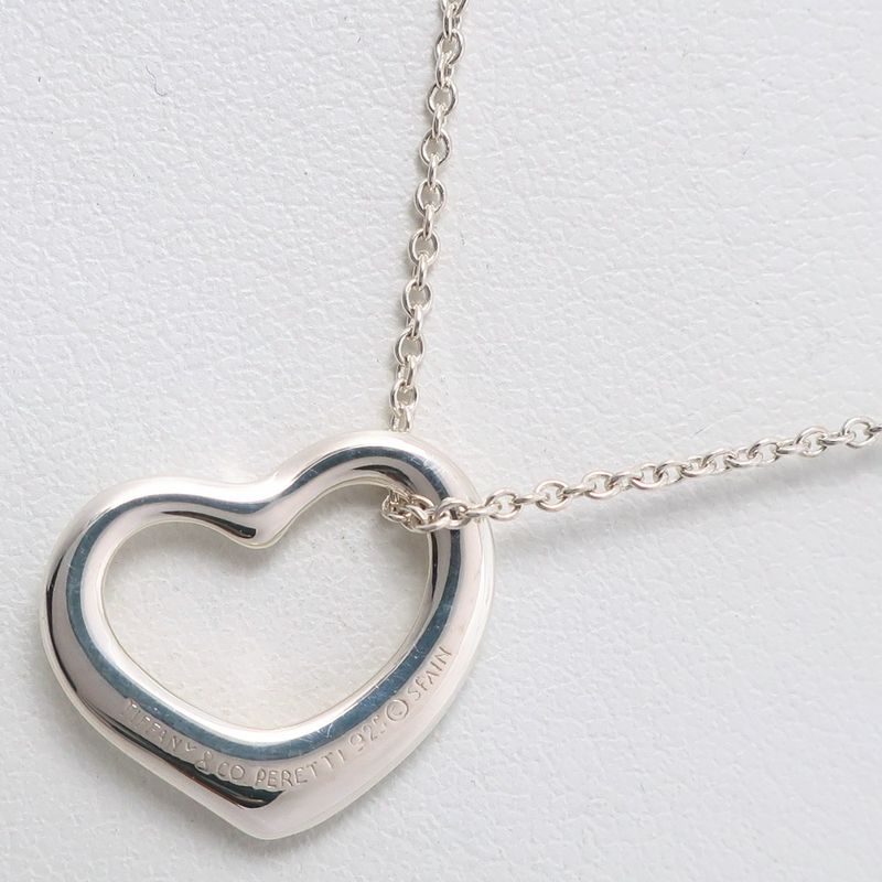 Tiffany & Co Open Heart Elsa Peretti 925 Silver Ladies 2.2g Necklace