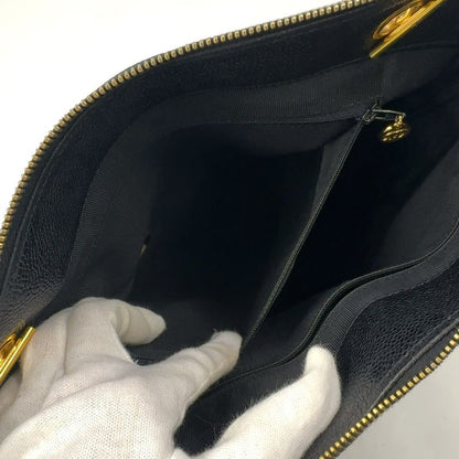 Chanel Triple Coco Mark Serial No 4 Series Chain Shoulder Bag Caviar Skin Black