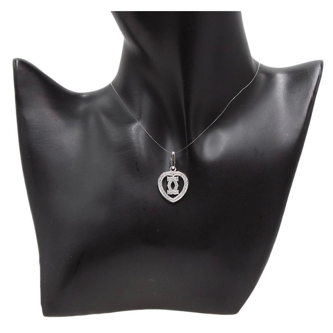 Cartier 18K White Gold Diamond 2C Necklace Top — view 2