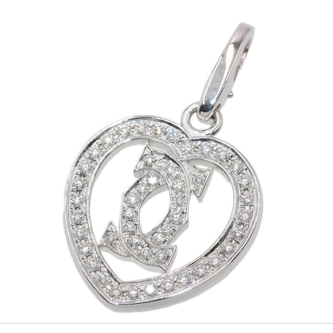 Cartier 18K White Gold Diamond 2C Necklace Top — view 3