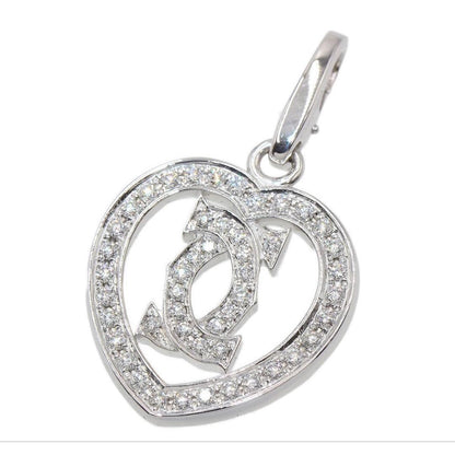 Cartier 18K White Gold Diamond 2C Necklace Top — view 3