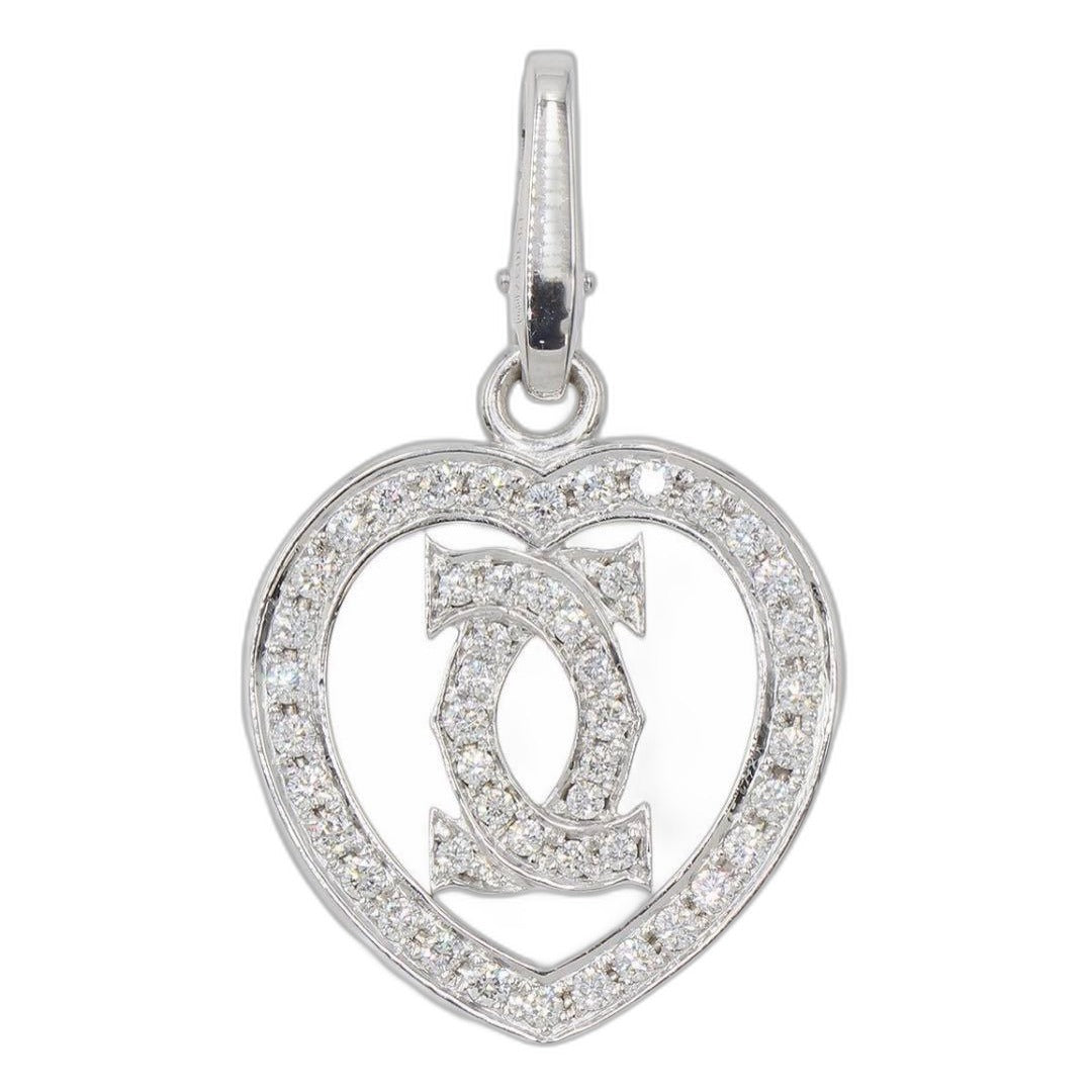 Cartier 18K White Gold Diamond 2C Necklace Top