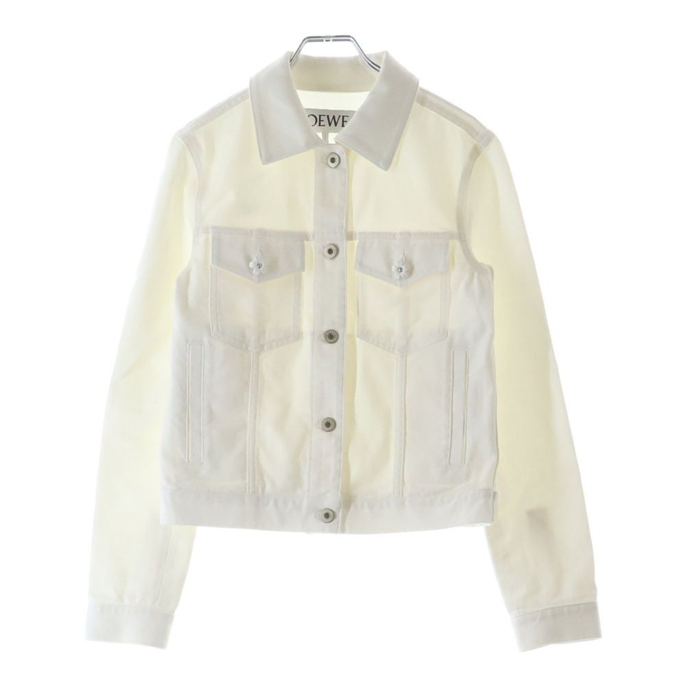 Loewe Sleeve Flower Button Denim Trucker Jacket White