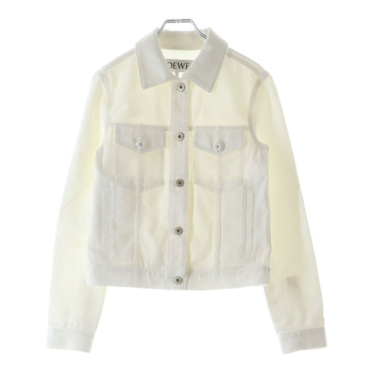 Loewe Sleeve Flower Button Denim Trucker Jacket White