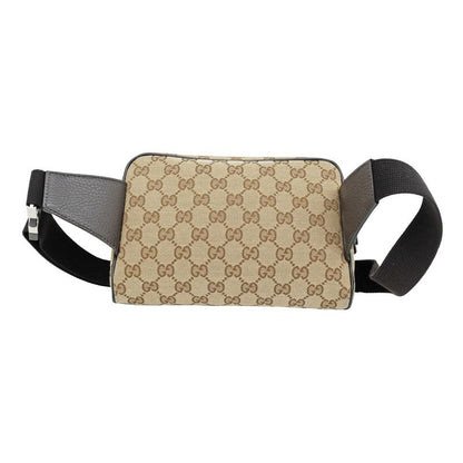 Gucci Waist Bag Body Bag Beige Brown Silver Hardware GG Canvas 449174