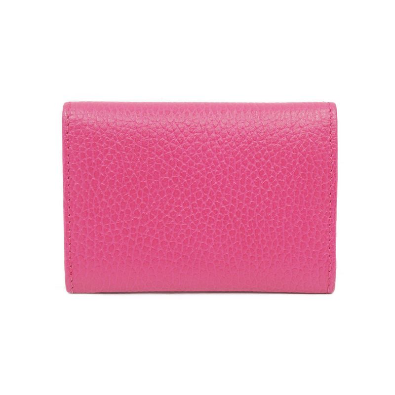 Gucci 739525 GG Marmont Wallet Pink Gold Hardware Card Case Leather