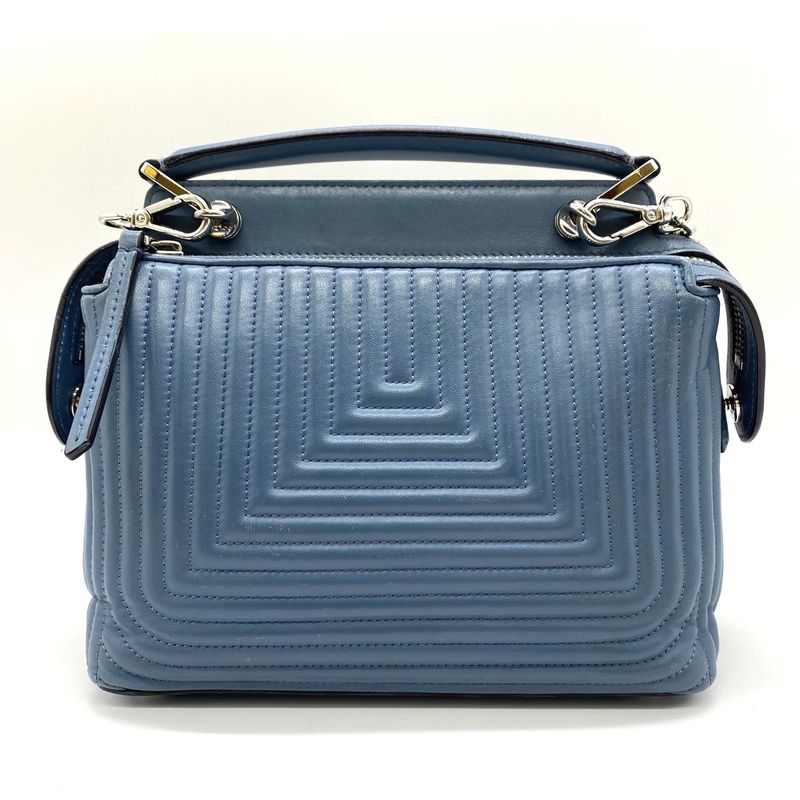 Fendi 8bn299 Dotcom Handbag Shoulder Bag 2way Blue Leather Women Fashion