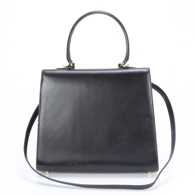 Prada Leather 2WAY Shoulder Bag Crossbody Hand Tote Genuine Leather Black Gold