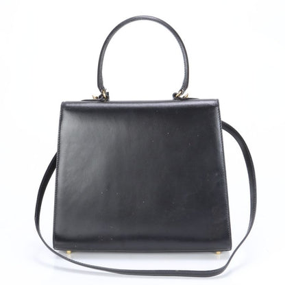 Prada Leather 2WAY Shoulder Bag Crossbody Hand Tote Genuine Leather Black Gold