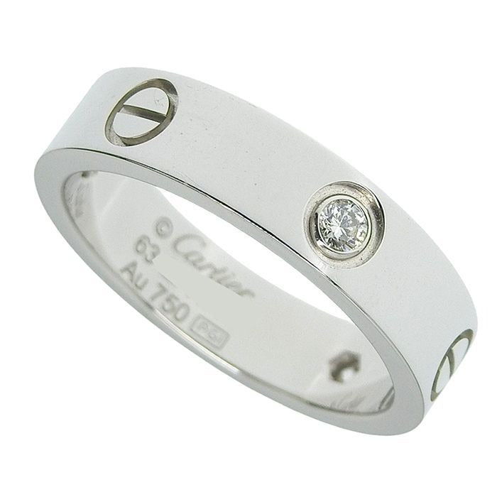 Cartier Love Ring 3 P Diamond Classic Model 18K White Gold 750