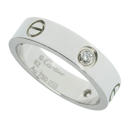 Cartier Love Ring 3 P Diamond Classic Model 18K White Gold 750